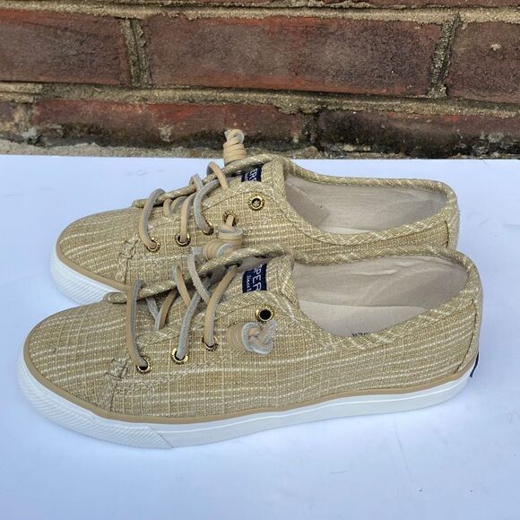 Sperry Top Sider Seacoast Sparkle Gold Canvas Sneaker Size 5 NEW - Picture 3 of 9